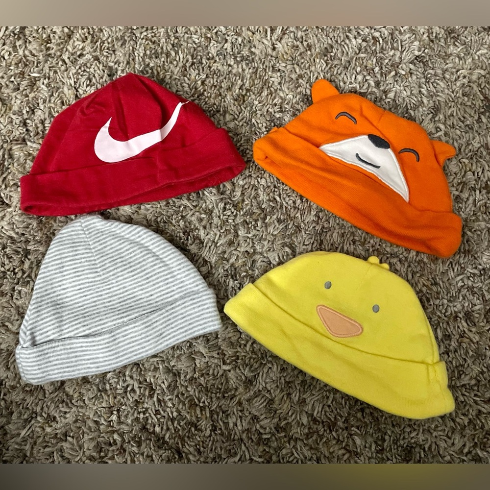 Set of 5 Newborn Hats (see pictures for 5th hat)